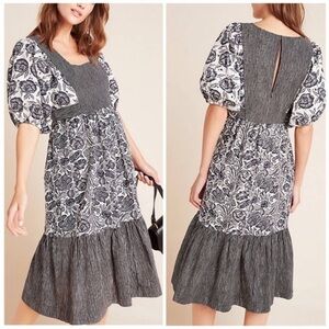 ANTHROPOLOGIE Adrienne Flounced Midi Dress